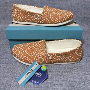 NEW Toms Alpargata Spice Brown Sunburst Blanket Woven Shoes Women's Size 8